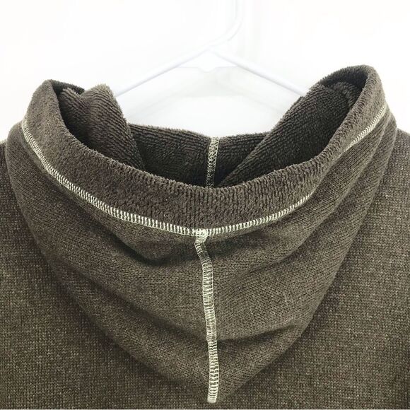 Guide Series Olive Brown 1/2 Snap Hooded Knit Fleece Pullover - Picture 8 of 16